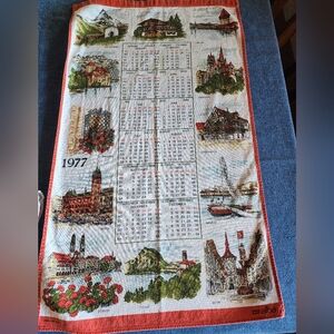 Vintage 1977 Swizerland Calendar Tea Towel